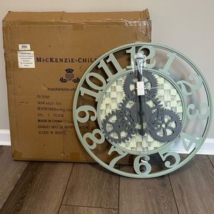 SOLD Mackenzie Childs Sterling Check Wall Clock